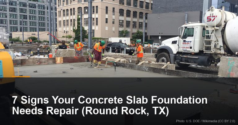 Foundation Repair Blog 17 Concrete slab foundation being poured by a repair crew in Round Rock, TX